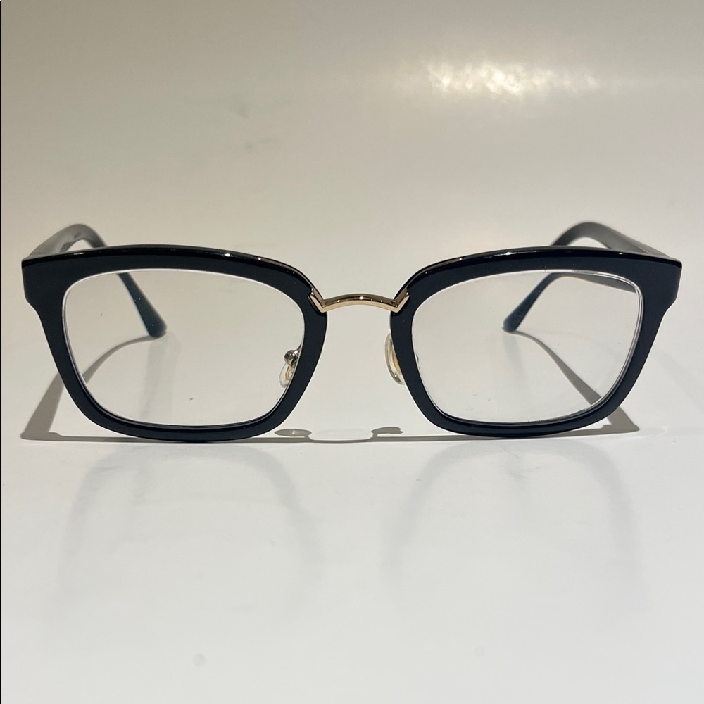 Black and Gold Square Prada Glasses